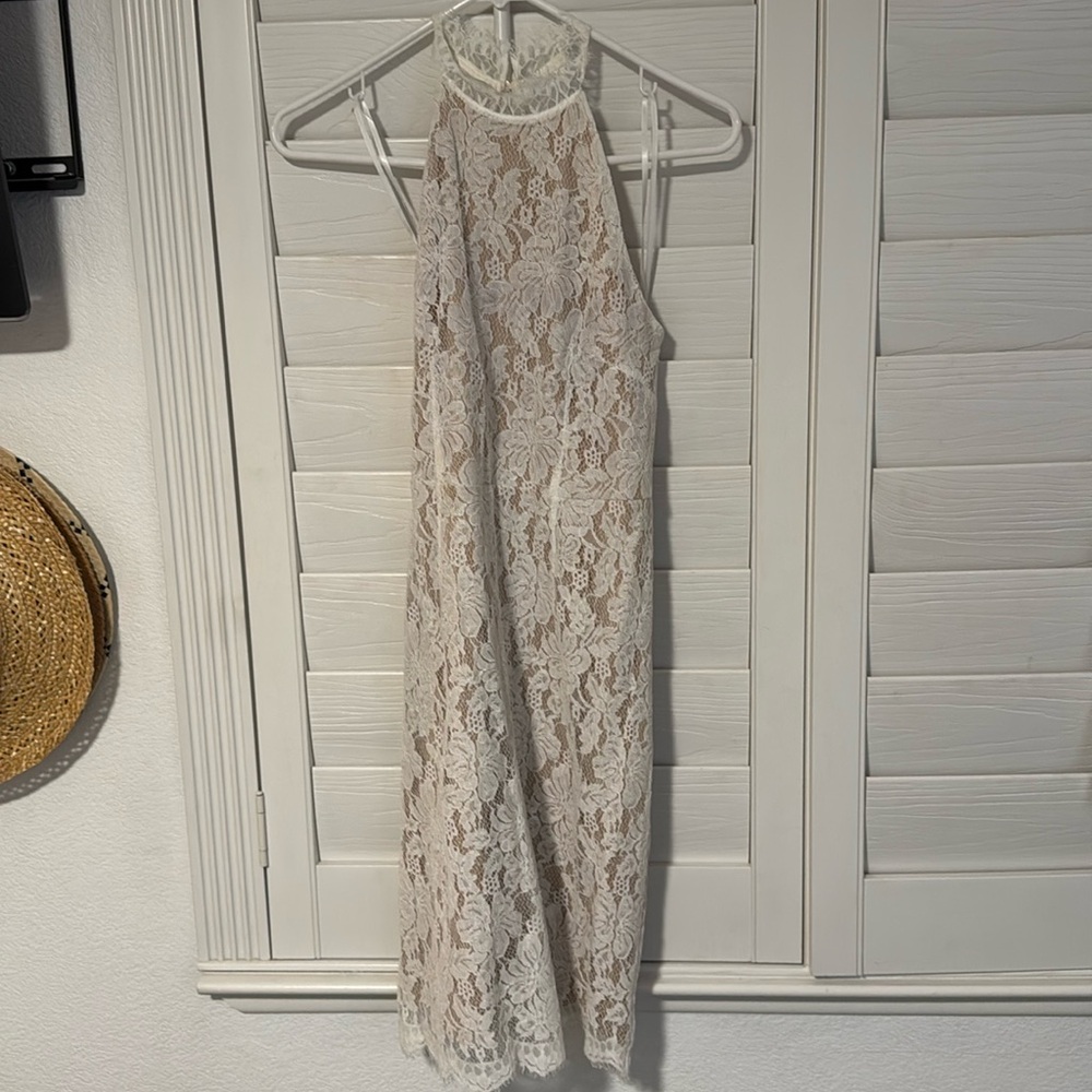White & Cream Lace Cocktail Dress